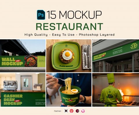 Premium Branding Green Restaurant Mockup