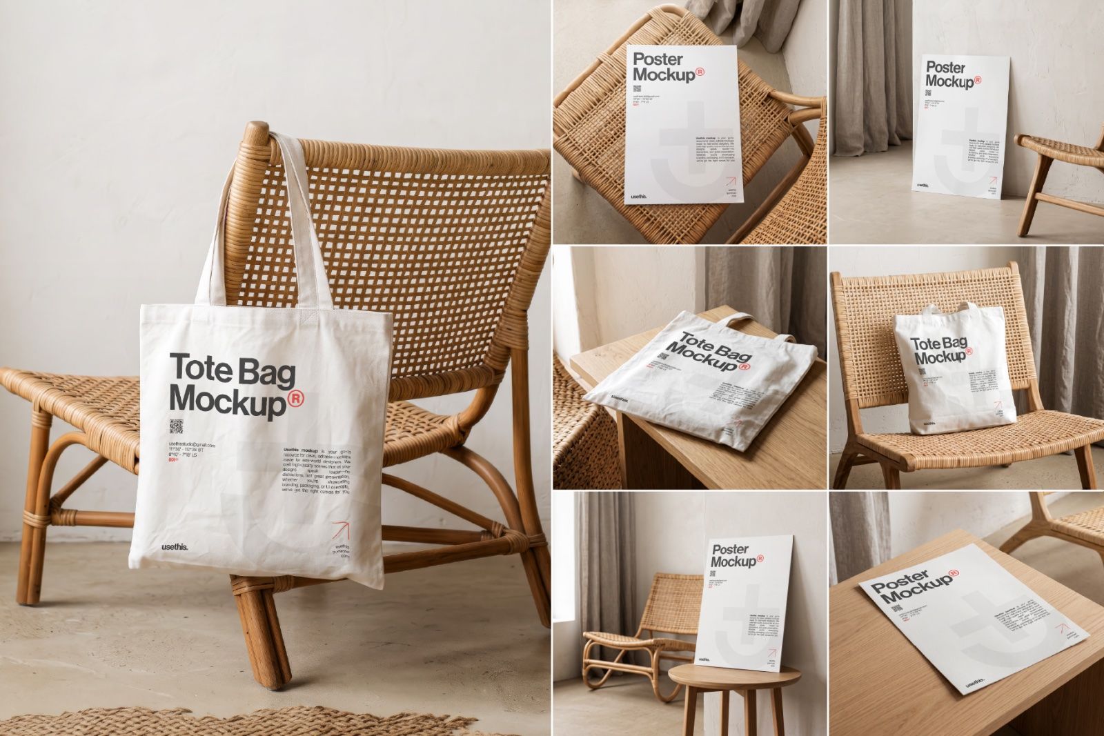 Rattan Studio Poster & Tote Bag Mockup Bundle — image 1
