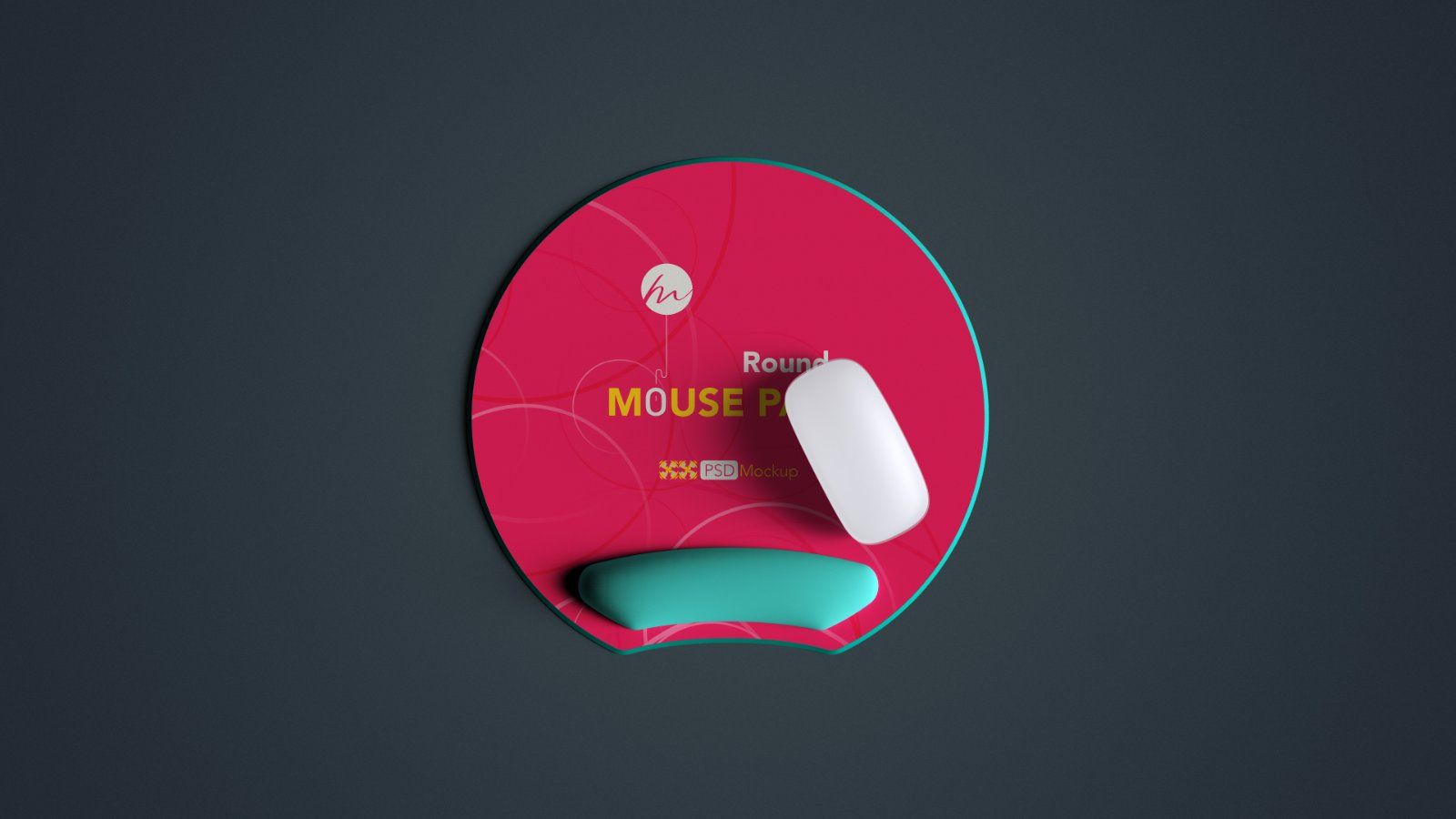 Ergonomic Round Mouse Pad with Wrist Rest Mockup – 5 PSDs — image 2