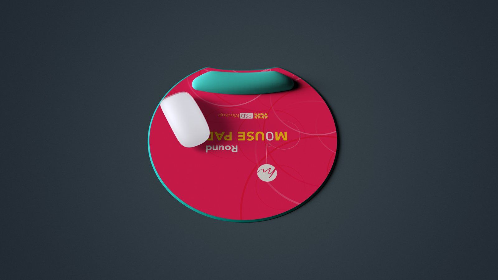 Ergonomic Round Mouse Pad with Wrist Rest Mockup – 5 PSD bundle — image 6