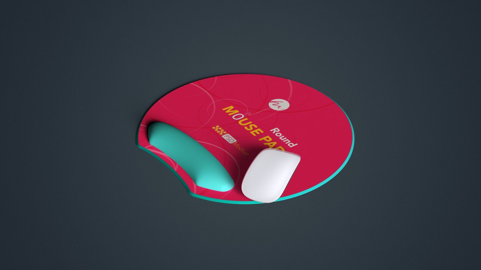 Ergonomic Round Mouse Pad with Wrist Rest Mockup – 5 PSD bundle — image 2