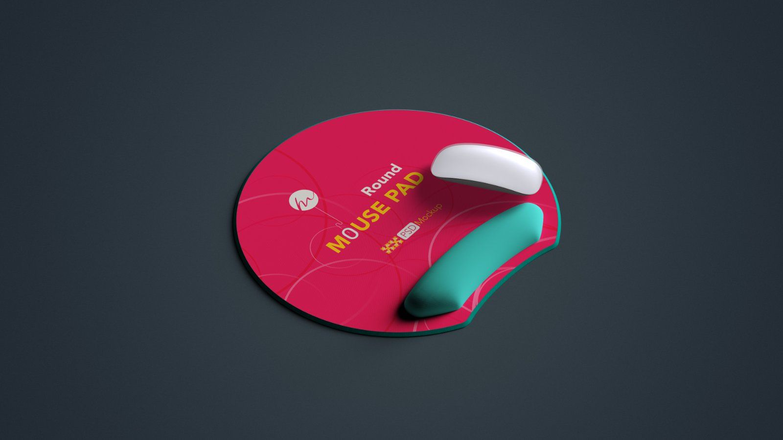 Ergonomic Round Mouse Pad with Wrist Rest Mockup – 5 PSD bundle — image 3
