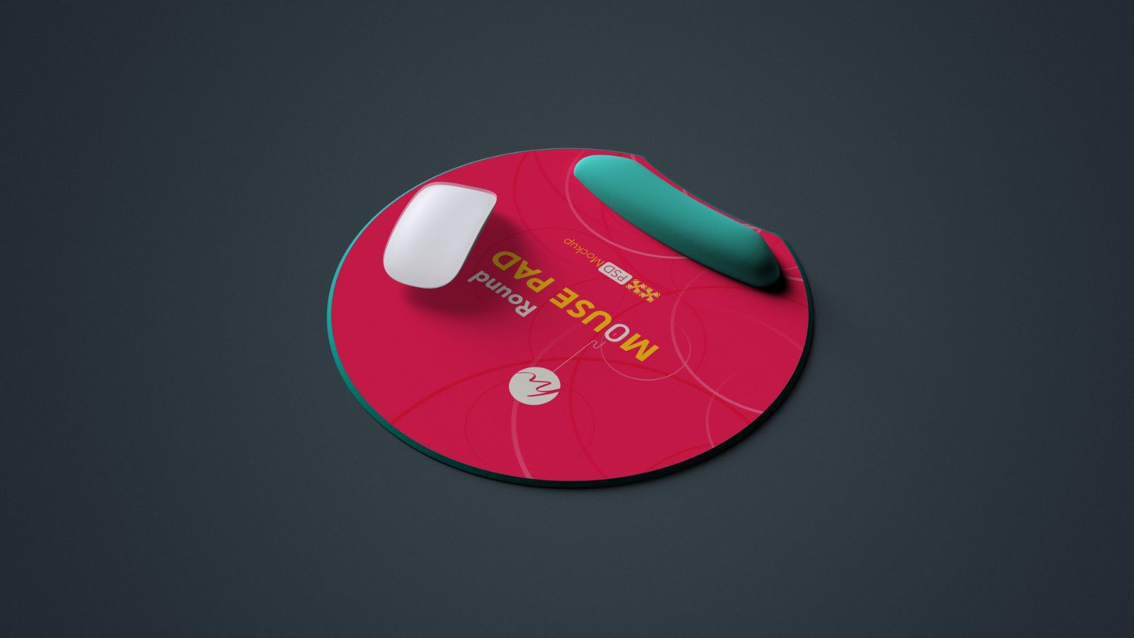 Ergonomic Round Mouse Pad with Wrist Rest Mockup – 5 PSD bundle — image 4