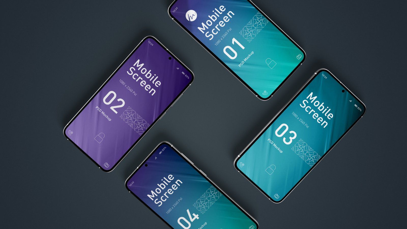 Mobile screen mockup - 5 PSDs