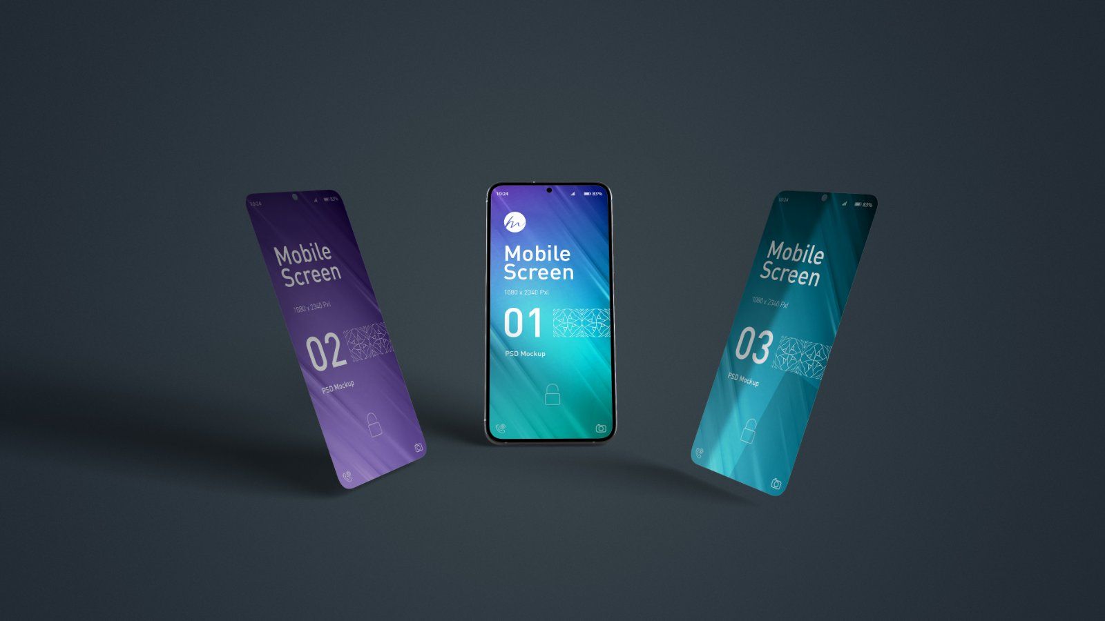 Mobile screen mockup - 5 PSDs