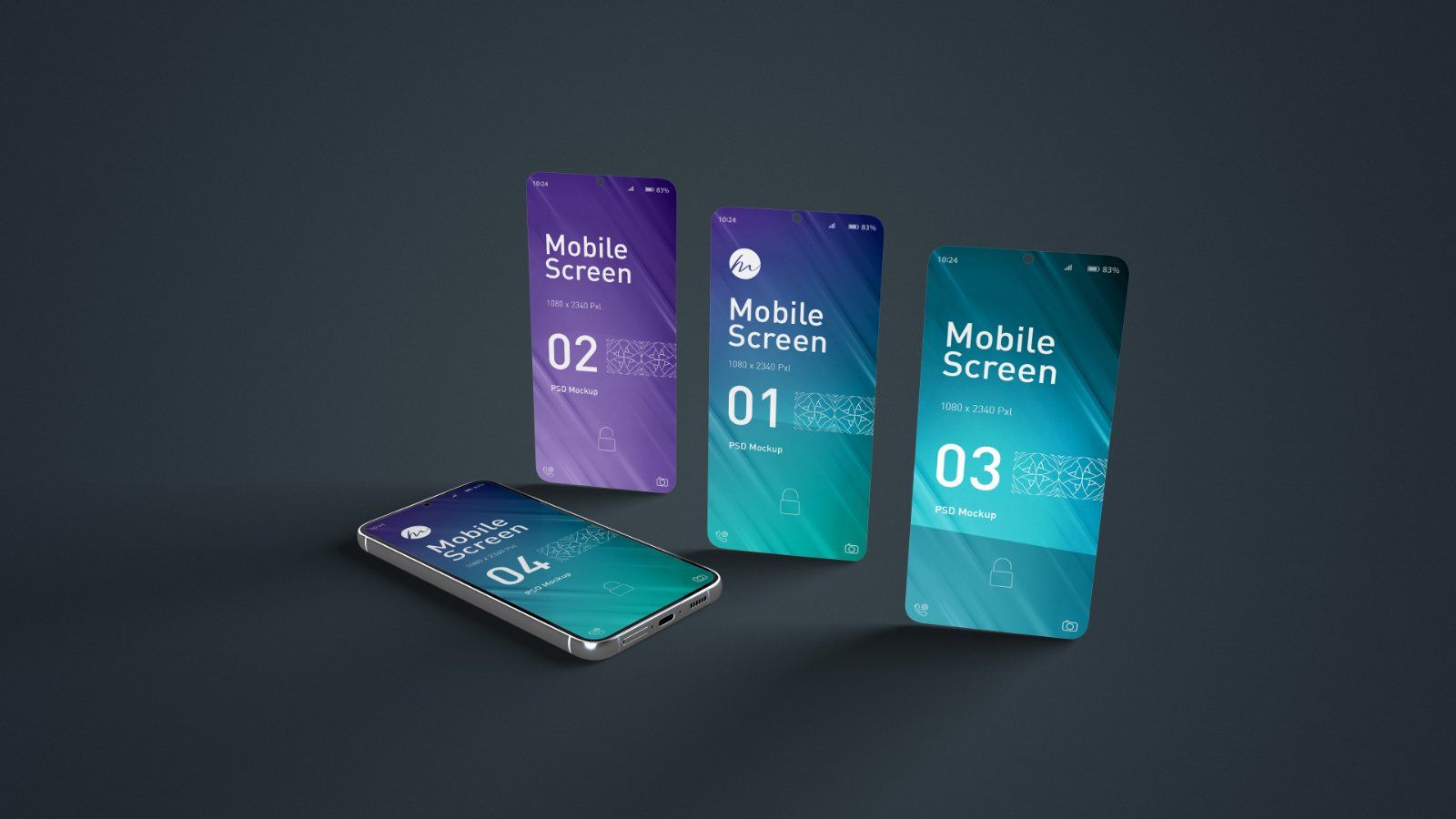 Mobile screen mockup - 5 PSDs