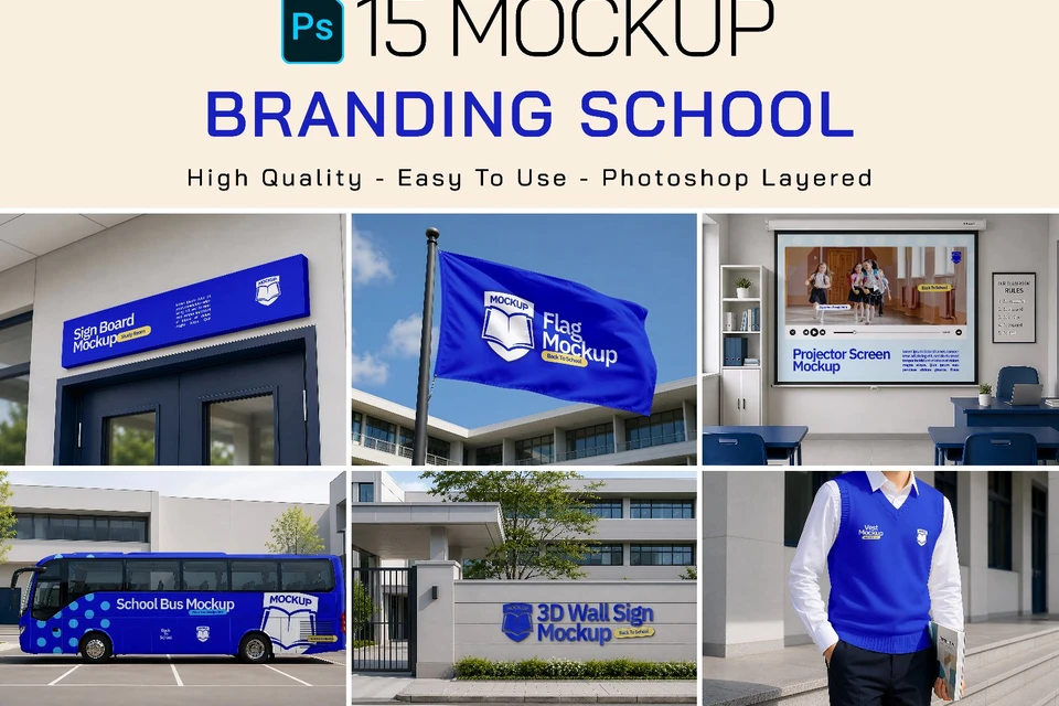 Premium Branding Blue High School Mockup