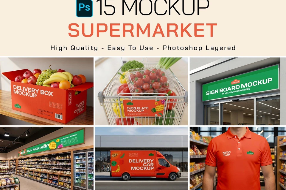 Premium Branding Big Supermarket Mockup