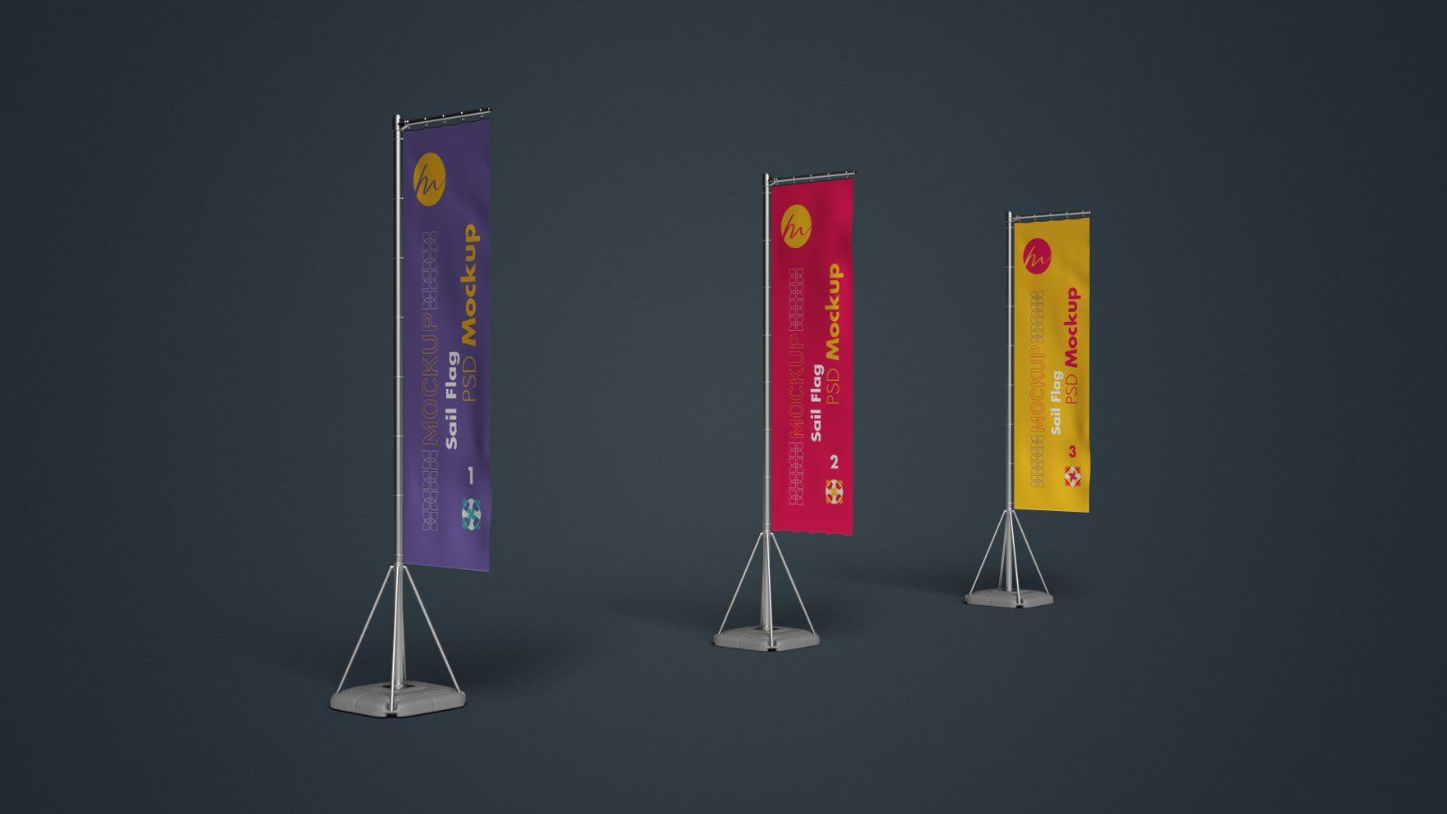 Sail Flag Banner PSD Mockup - 4 PSDs — image 3