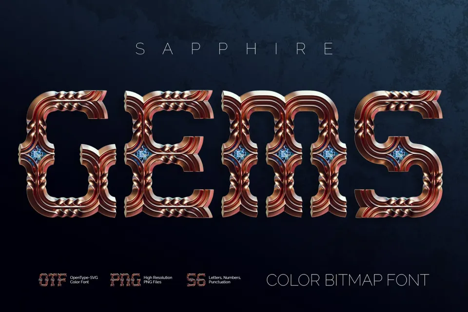 Sapphire Gems - Color Bitmap Font