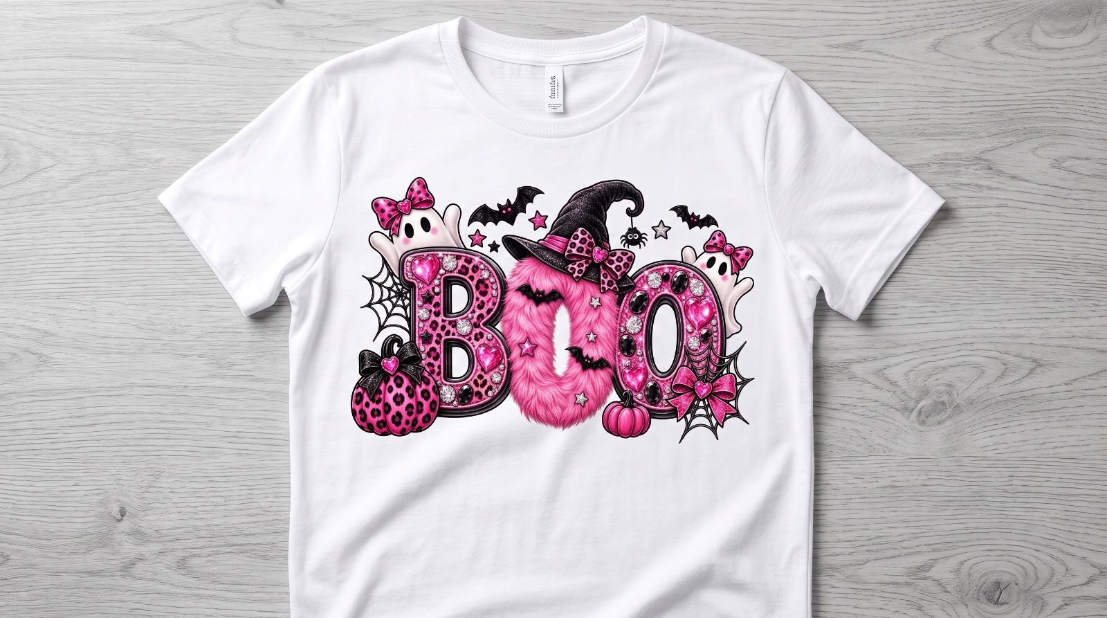Pink BOO Halloween PNG, Cute Girly Ghost — image 1