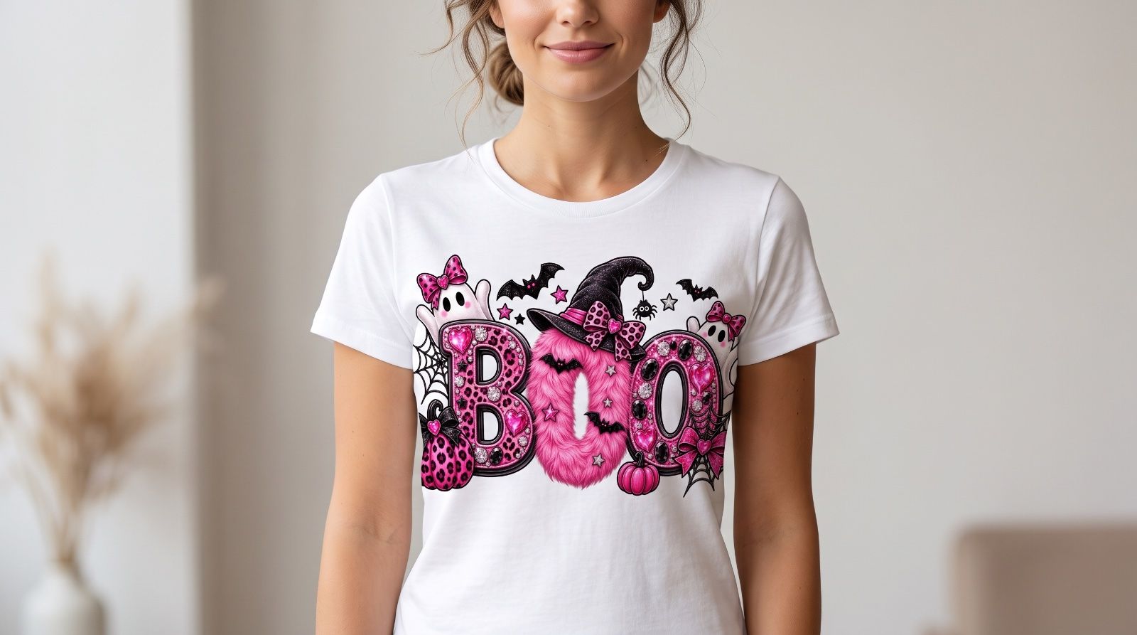 Pink BOO Halloween PNG, Cute Girly Ghost — image 2