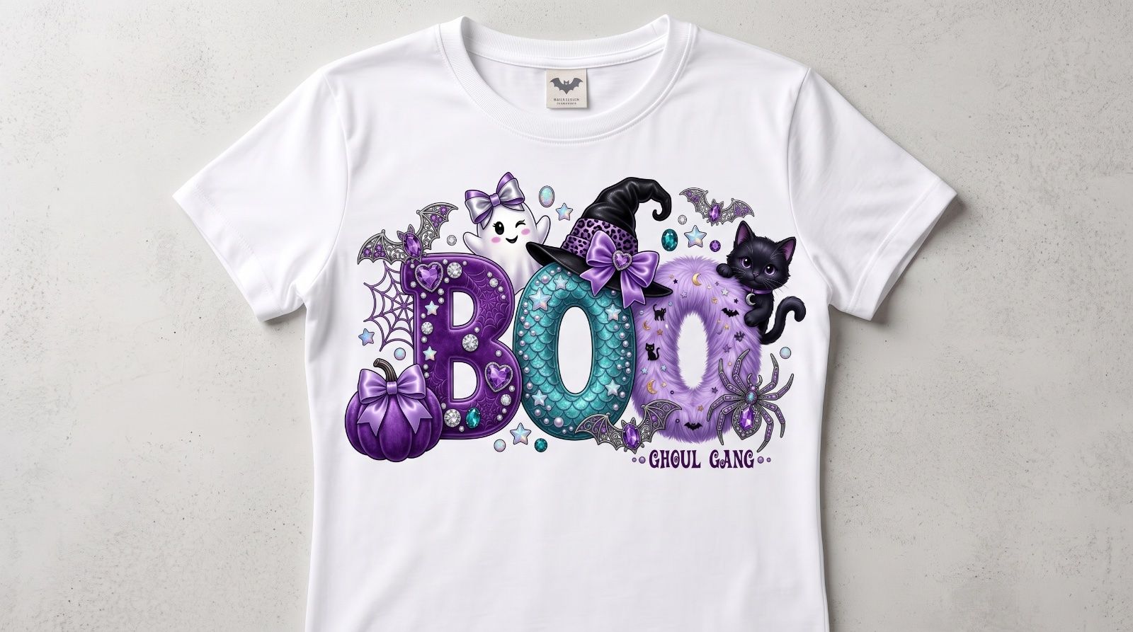 PNG Halloween Purple BOO, Cute and Feminine Ghost — image 1