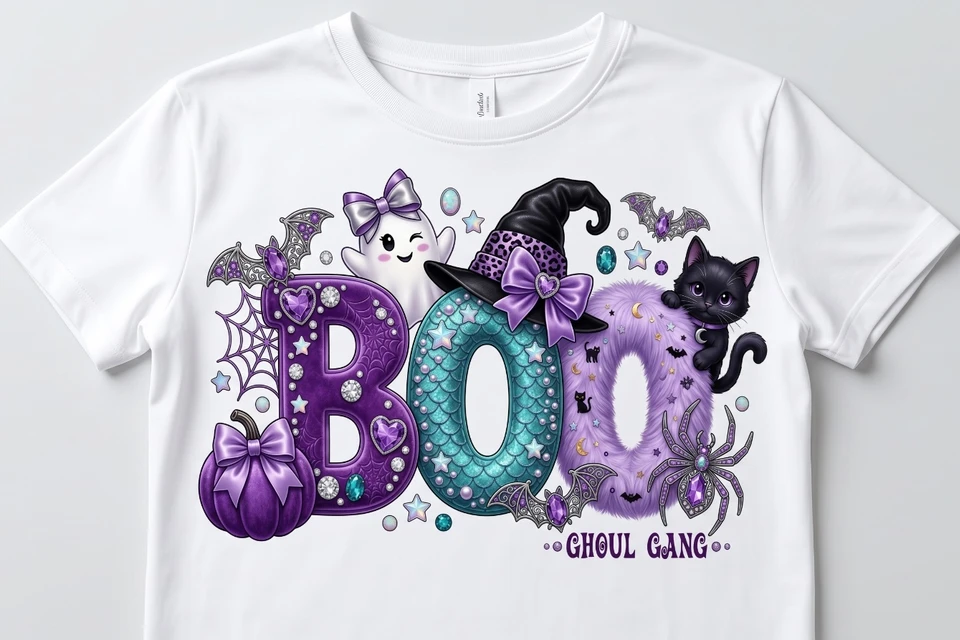Purple BOO Halloween 3D, Cute and Feminine Ghost