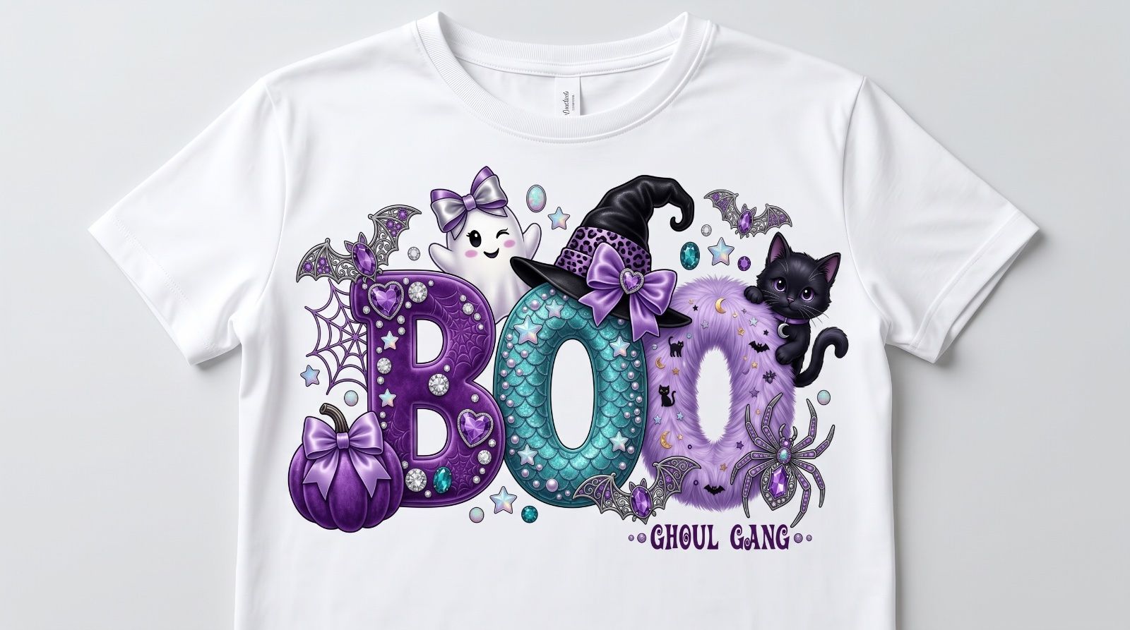 PNG Halloween Purple BOO, Cute and Feminine Ghost — image 2