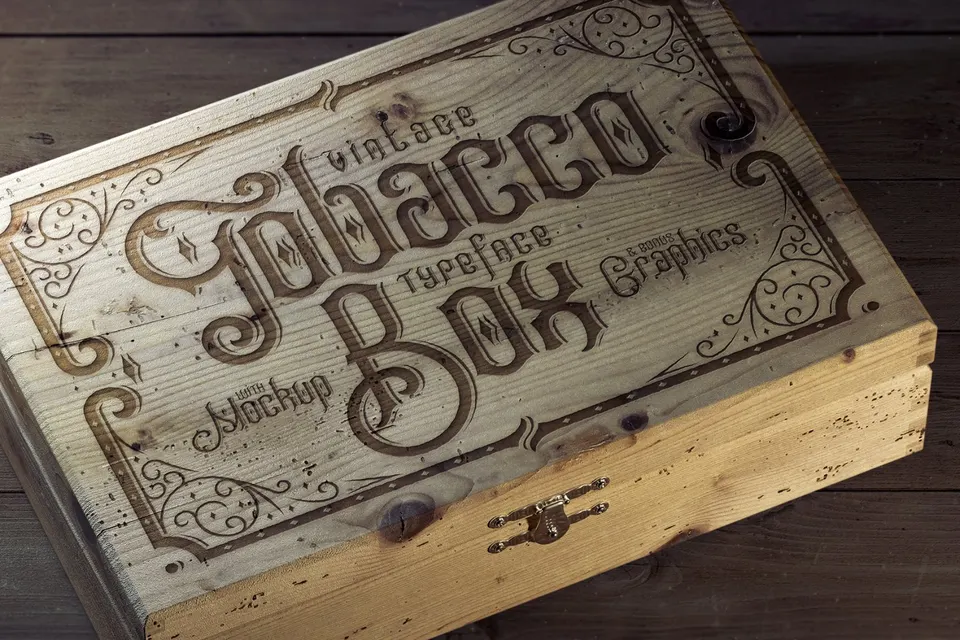 Tobacco Box Font, Mockups, Template!