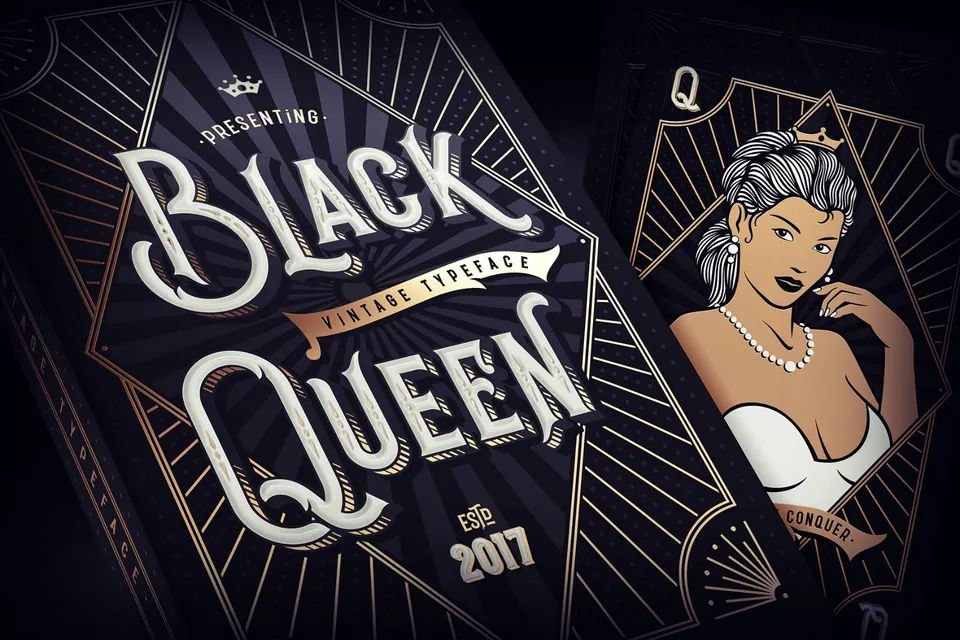 Black Queen Font with Bonus Graphics