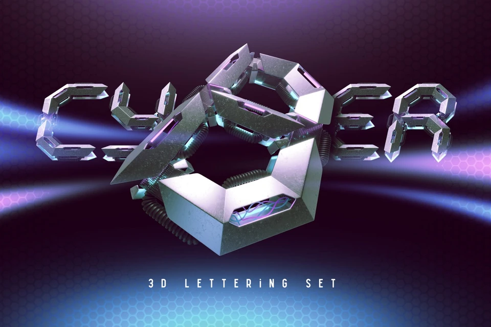 Cyber 3d lettering set