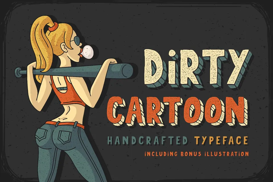 Dirty Cartoon Font with Graphics