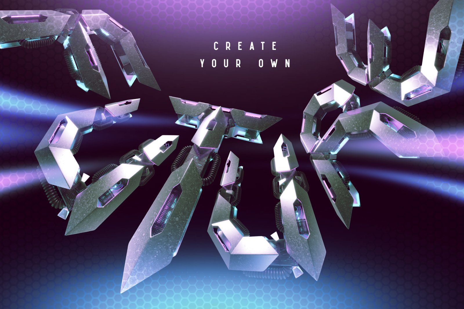 Cyber 3d lettering set — image 2