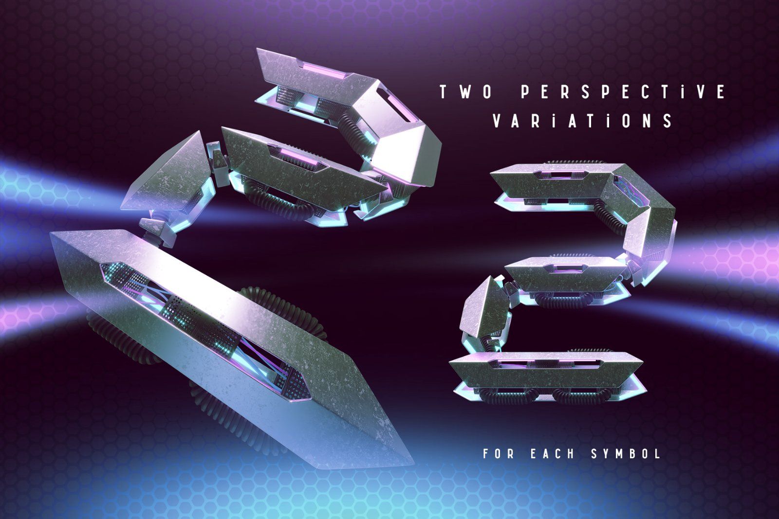 Cyber 3d lettering set — image 5