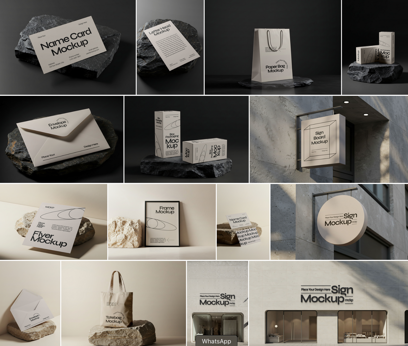 Premium Stone Branding Mockup Bundle