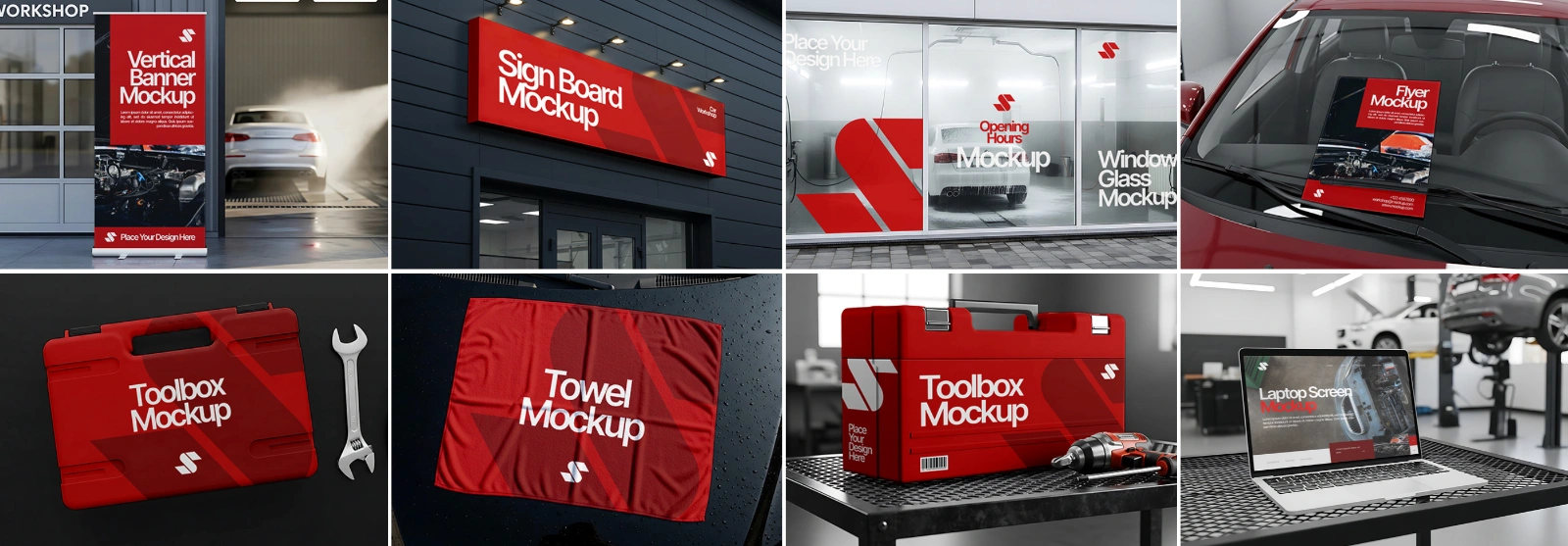 16 Workshop & Car Wash Mockups – PSD Toolbox, Flyer, Uniform, Door, and Product Label Kit — image 3
