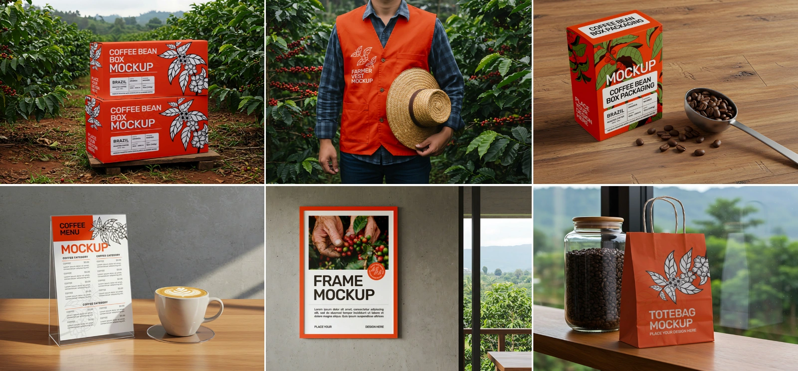 15 Coffee Factory Mockups – PSD Pouch, Can, Sack, Box, Billboard & Farm Branding Kit — image 3