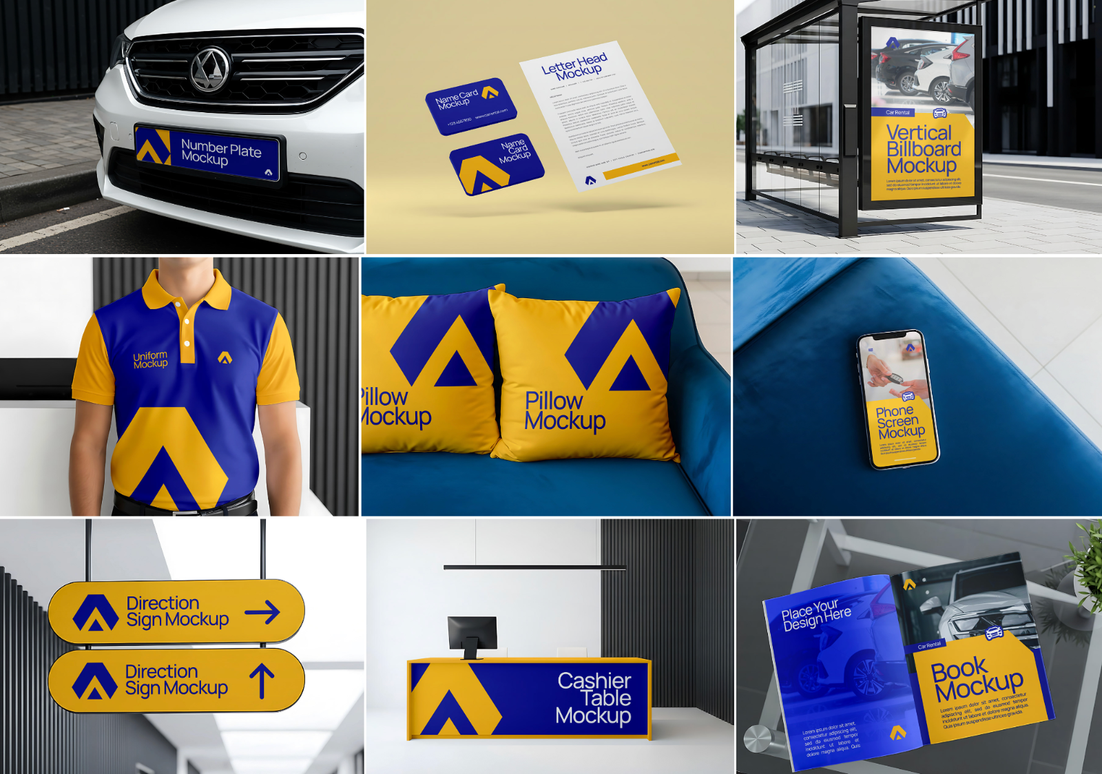Premium Car Rental Branding Mockup