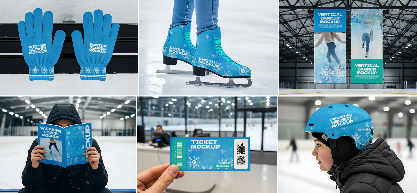 Premium Ice Skating Branding Mockup Bundle – 15 PSD Templates for Winter Sport & Rink Promotions