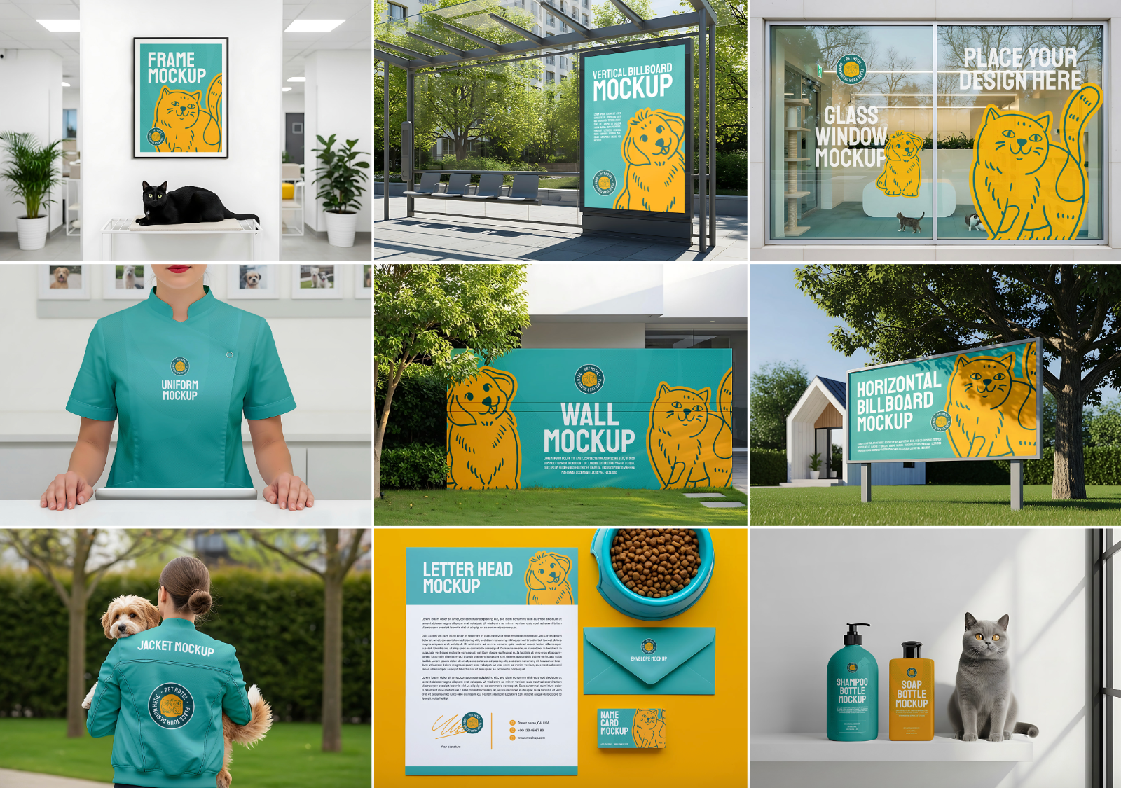 Pet Hotel Frame Mockup – Realistic PSD Template for Wall Art & Branding