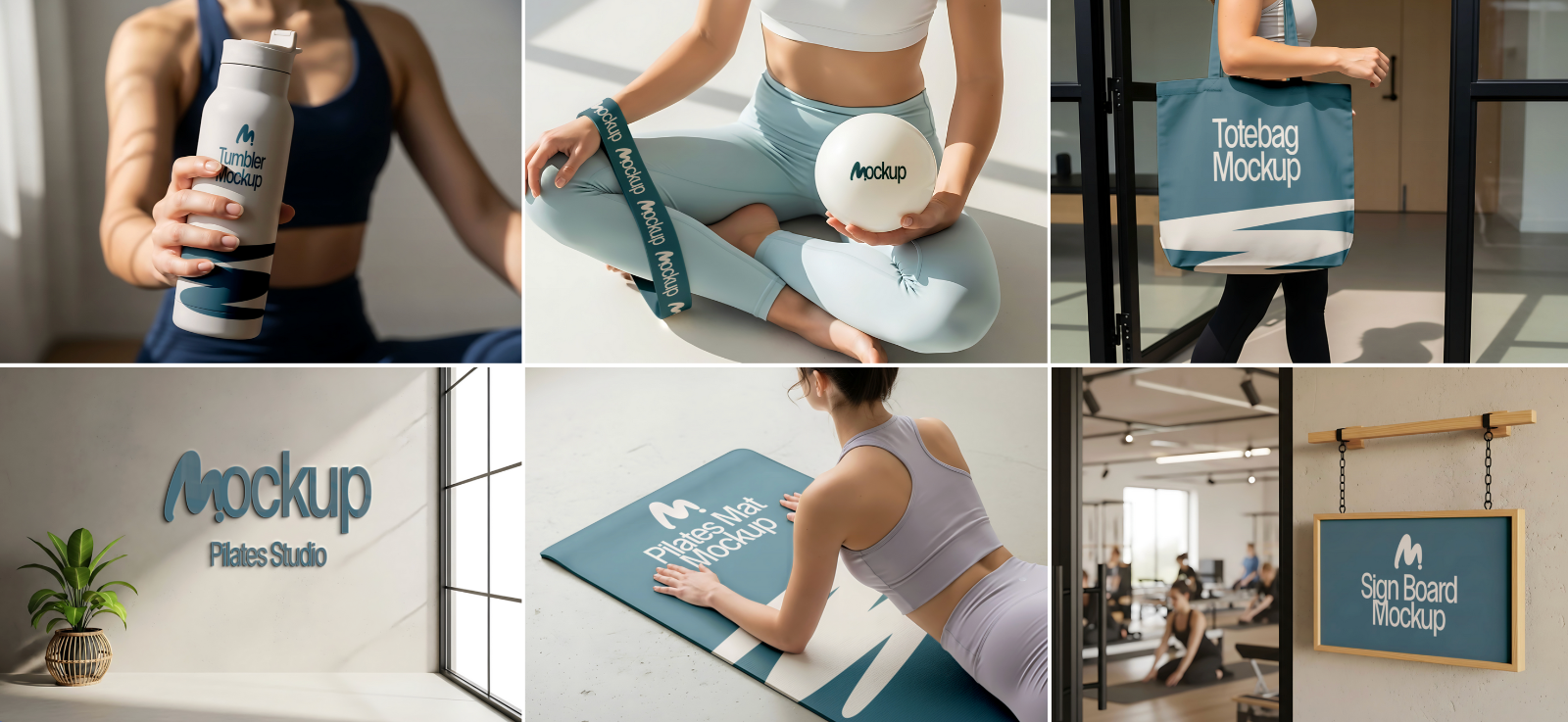 Pilates Studio Mockup Bundle – 15 PSD Templates for Fitness & Wellness Branding