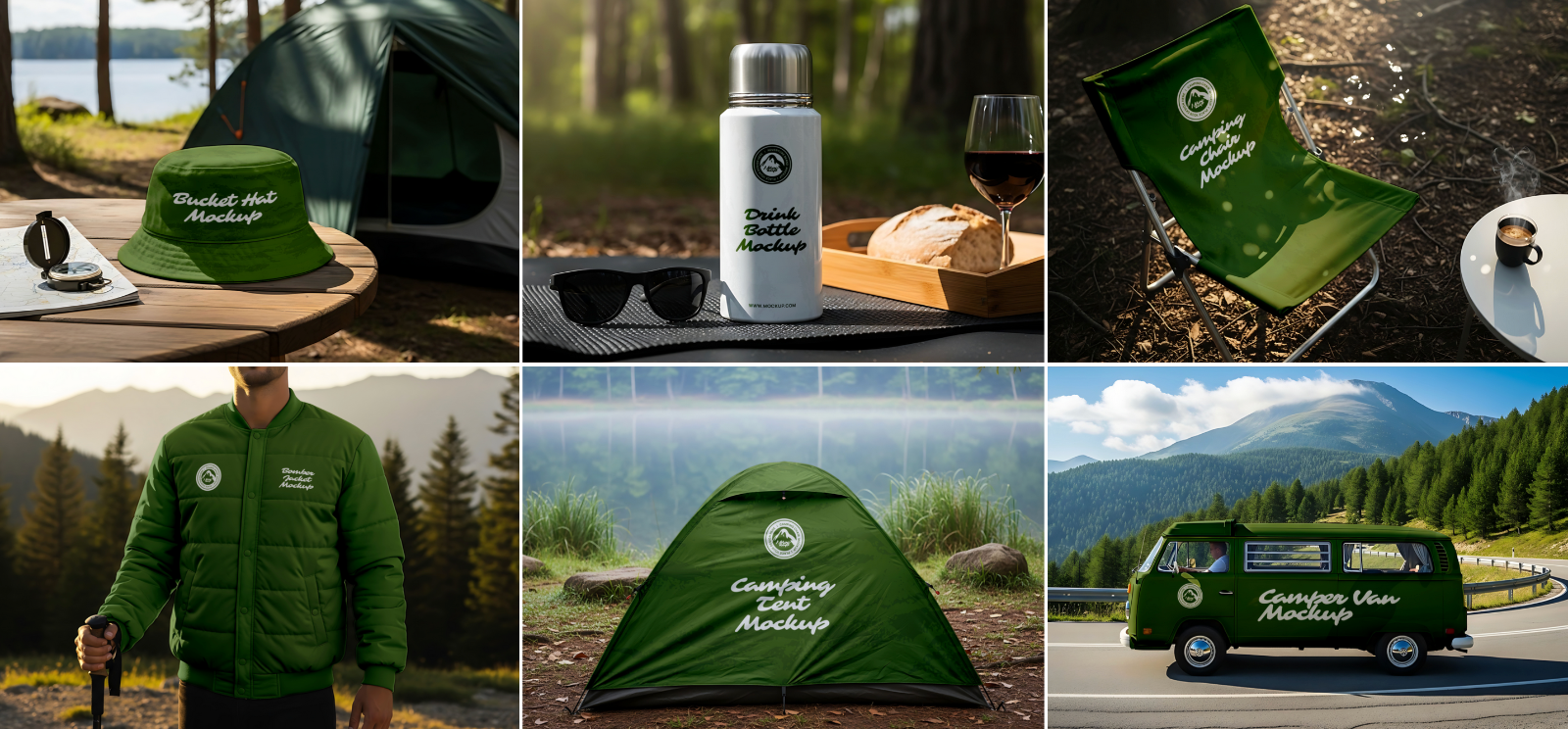 Adventure Brand Mockup Bundle – 15 PSD Templates for Outdoor & Camping Gear Design