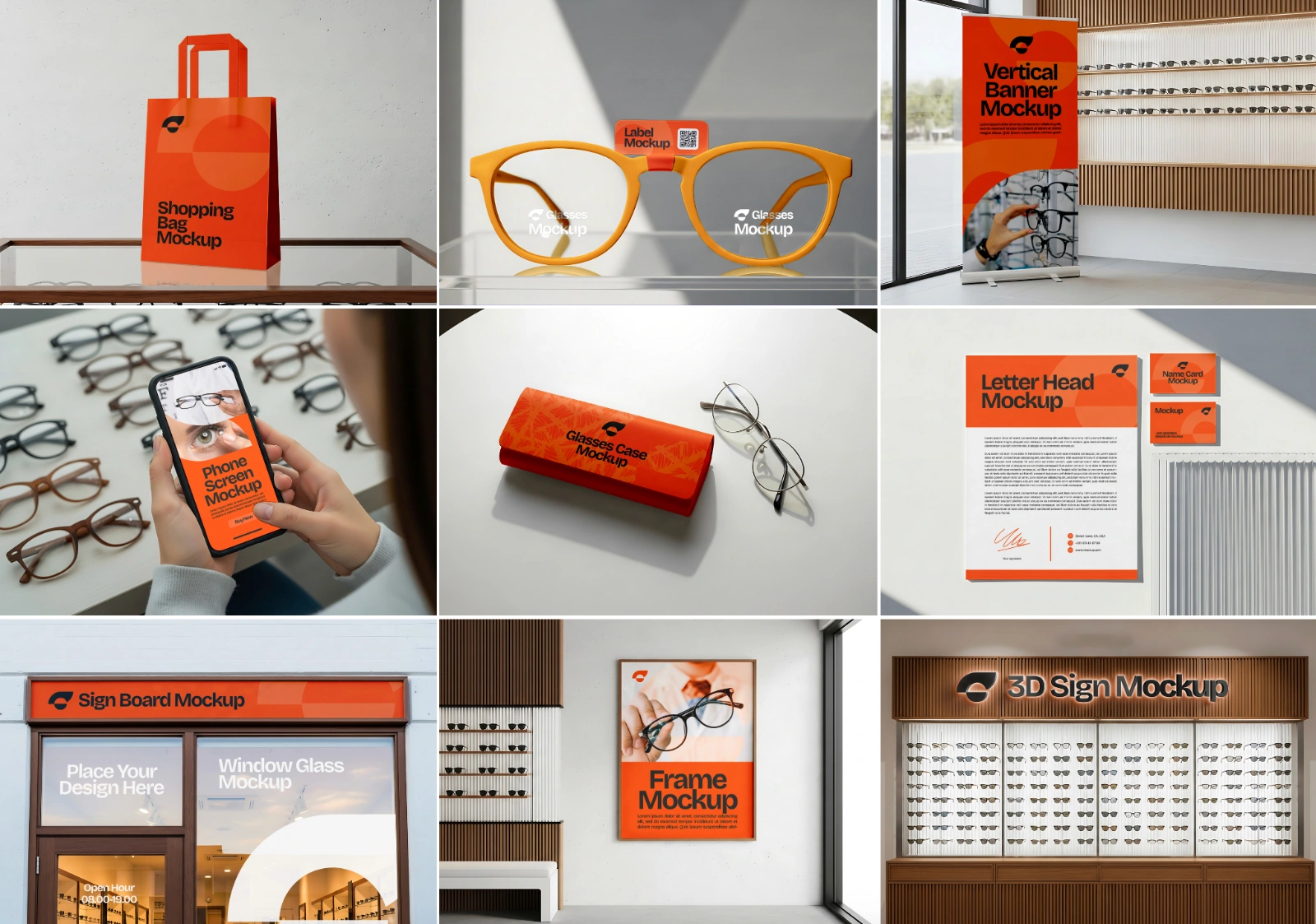 Glasses Shop Mockup Bundle - 15 PSD Templates for Eyewear Branding & Store Display — image 2