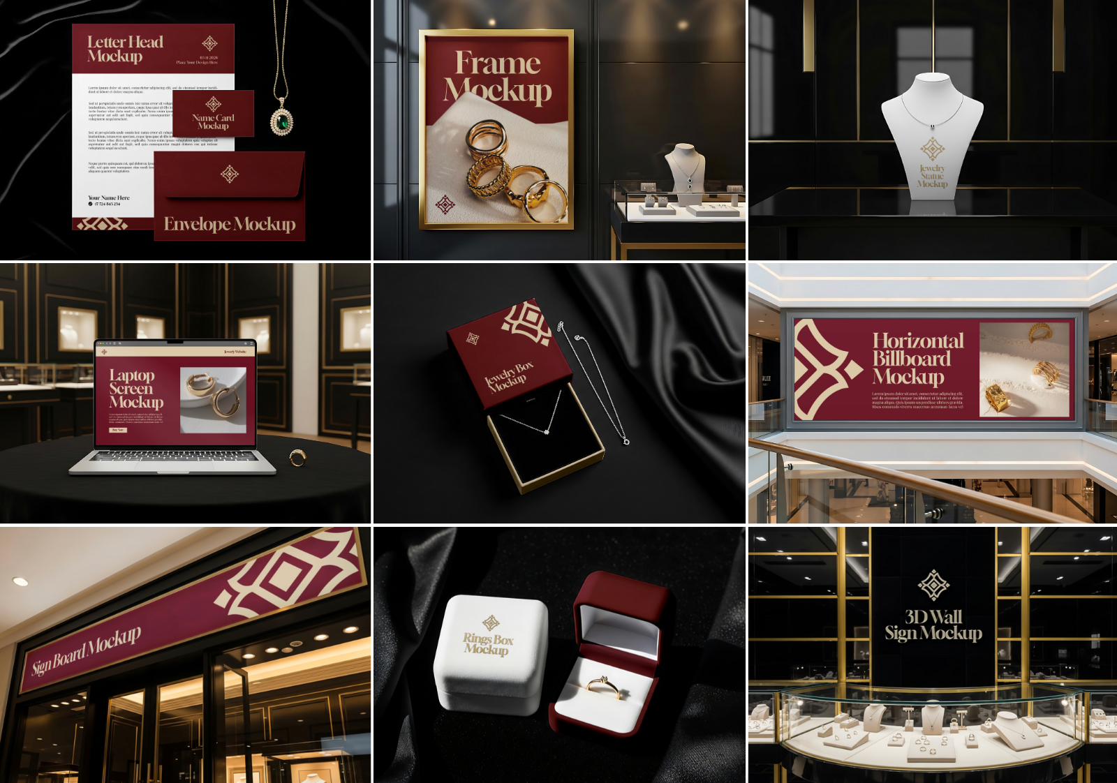 Jewelry Store Mockup Bundle – 15 PSD Templates for Luxury Branding