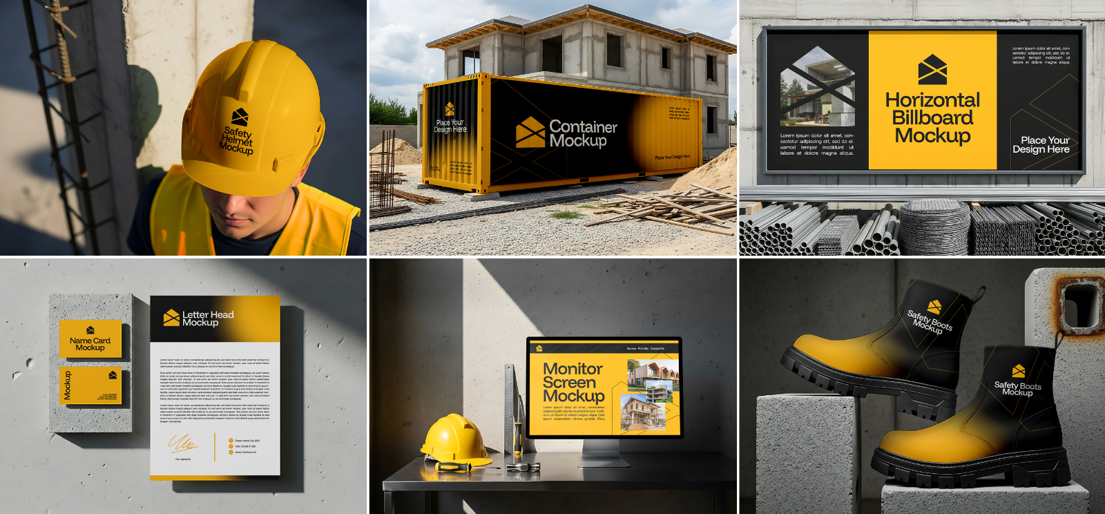 Consulting Architect Mockup Bundle – 15 PSD Templates for Construction & Industrial Branding