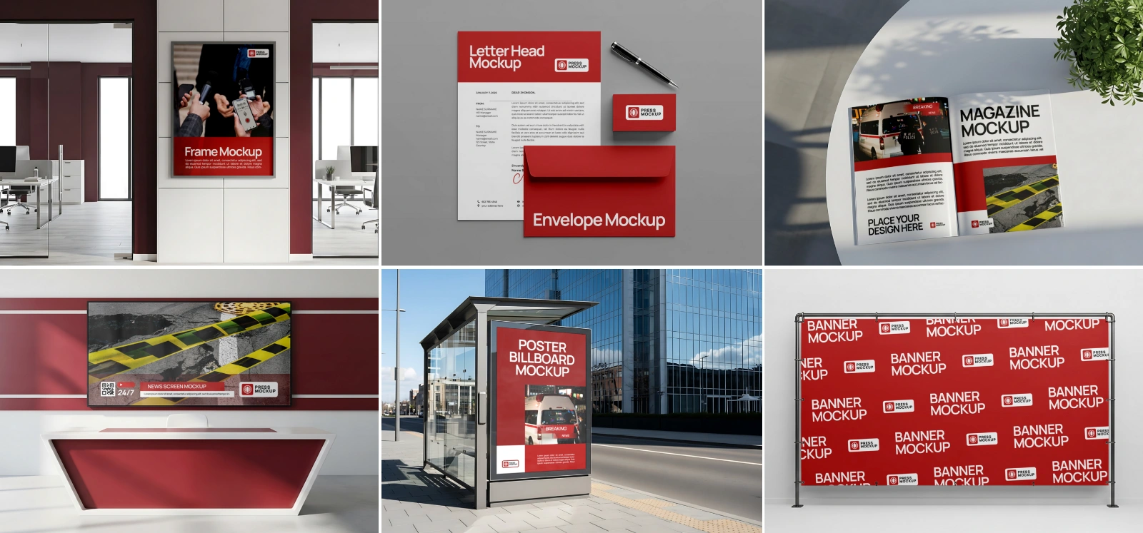 News Agency Mockup Bundle – 15 PSD Templates for Media, Press & Broadcasting Branding — image 3