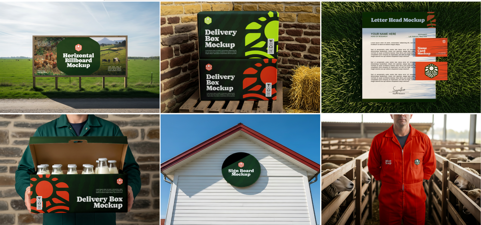 Animal Farm Mockup Bundle – 15 PSD Templates for Dairy, Livestock & Agricultural Branding