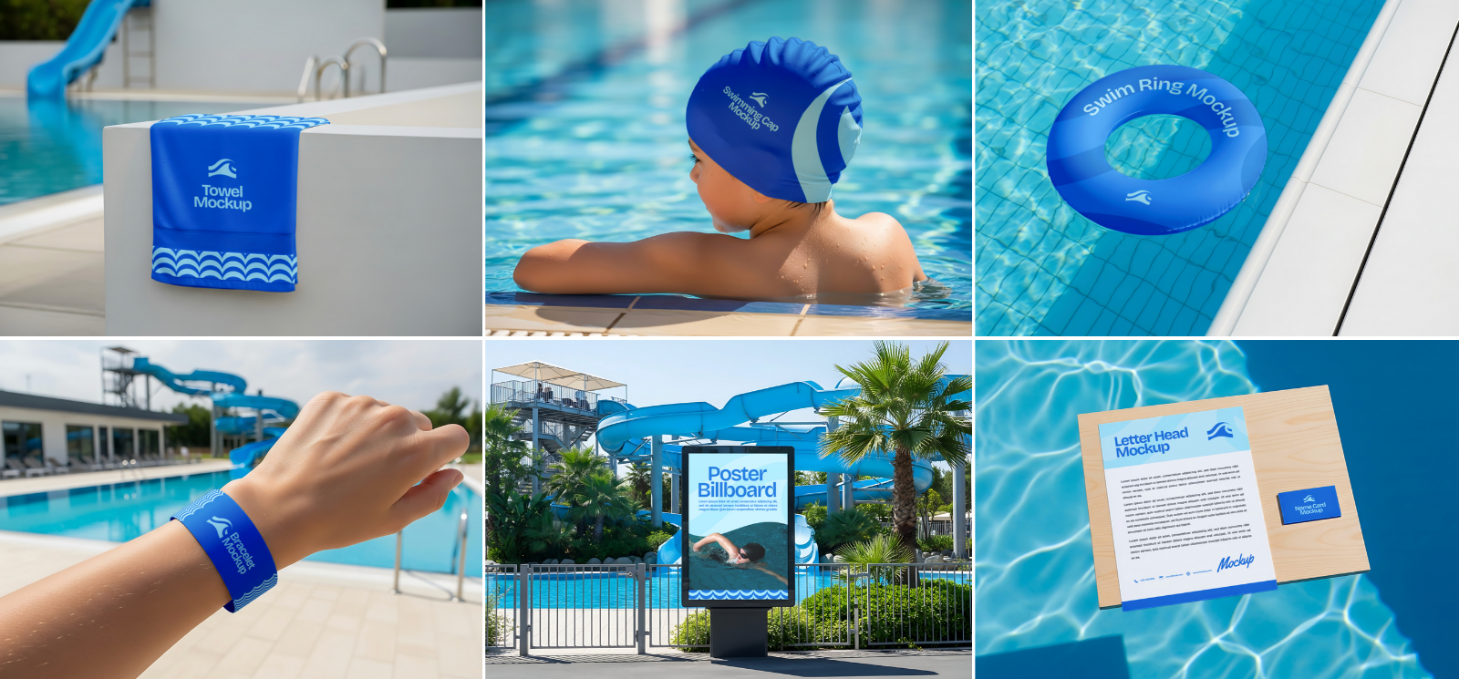 Swimming Pool Mockup Bundle – 15 PSD Templates for Aquatic Center & Sport Branding