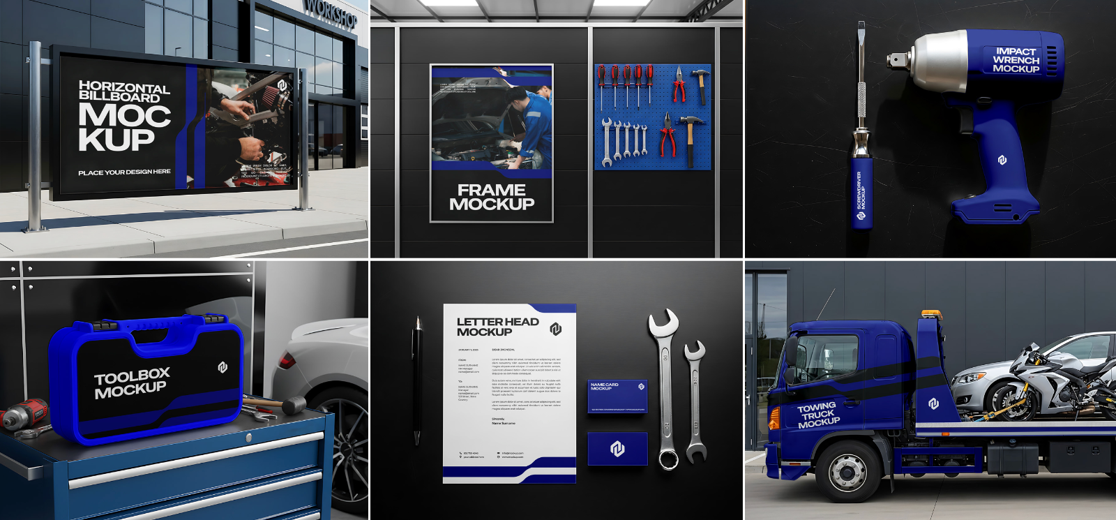 15 Repair Shop Mockup Bundle Mechanic Branding Kit Workshop