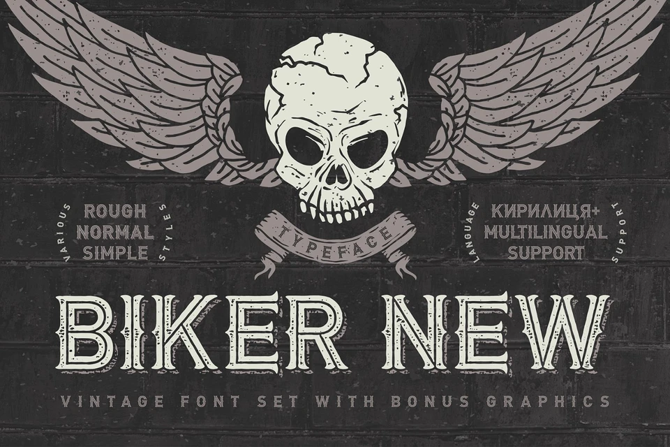 Biker New Font and Graphics