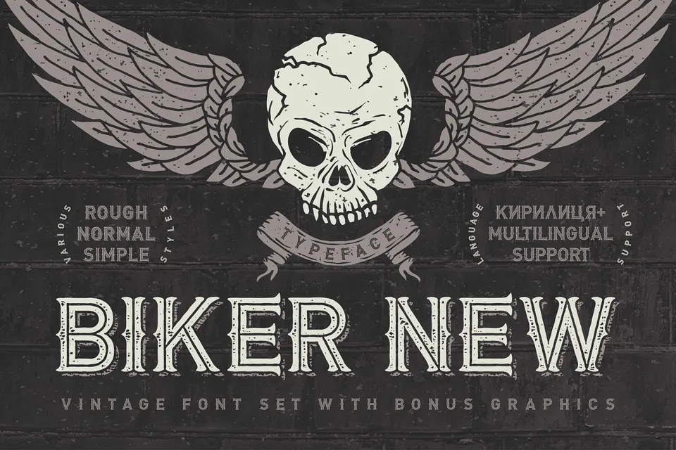 Biker New Font and Graphics