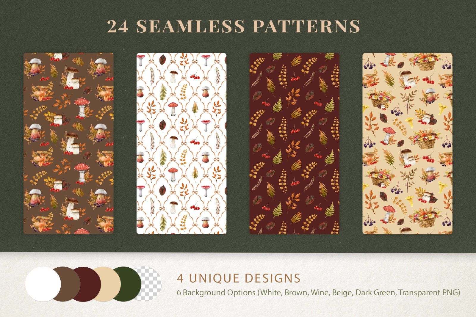 Fall Mushrooms Watercolor Clipart — image 14
