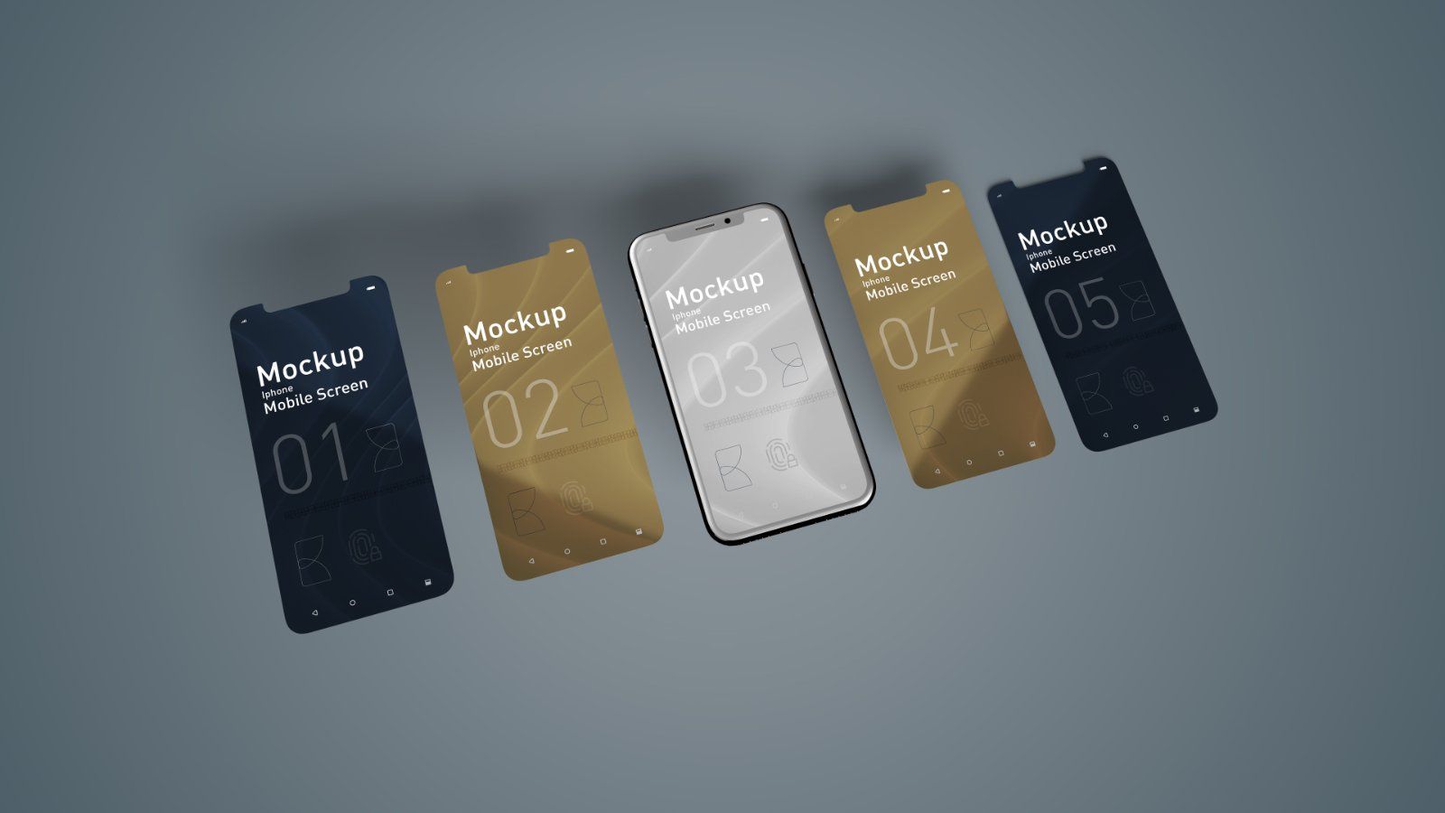 Mobile Display Mockup – Smartphone Screen Mockup Bundle, 5 PSDs