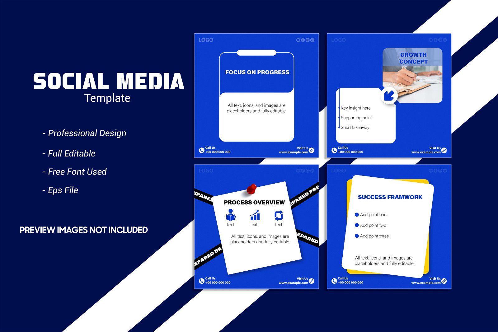 Professional Social Media Post Templates for Business and Growth Concepts