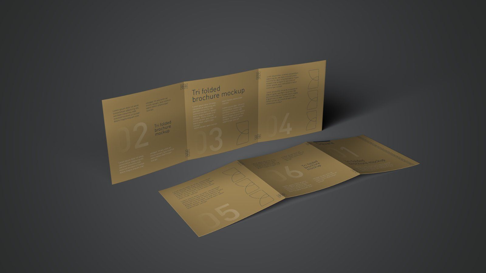Square Tri Fold Brochure PSD Mockup - 5 PSD Files