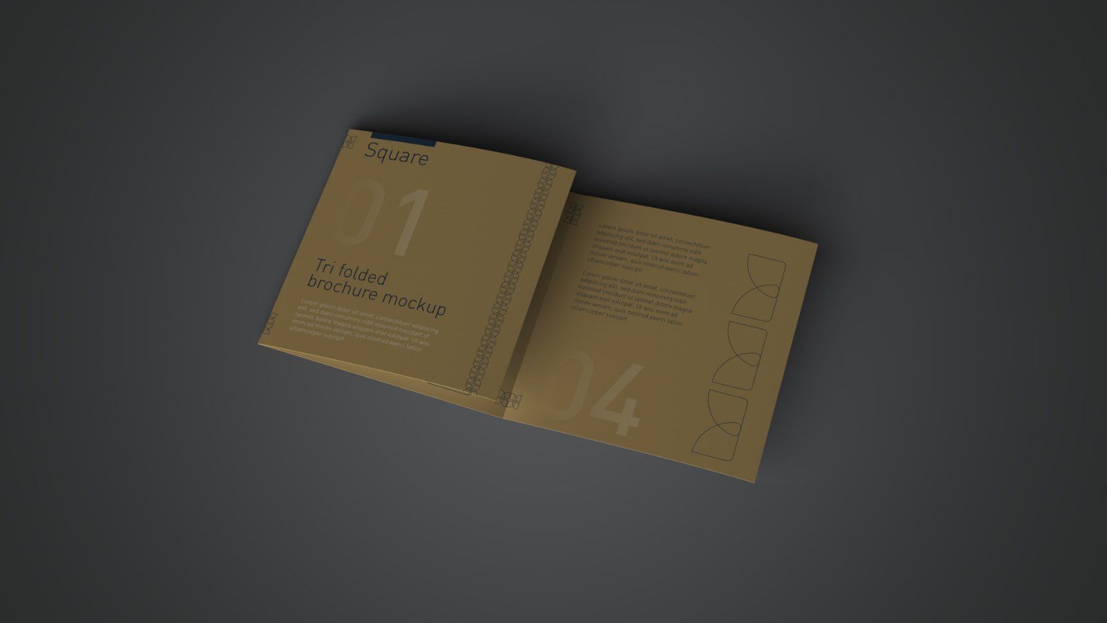 Square Tri Fold Brochure PSD Mockup - 5 PSD Files