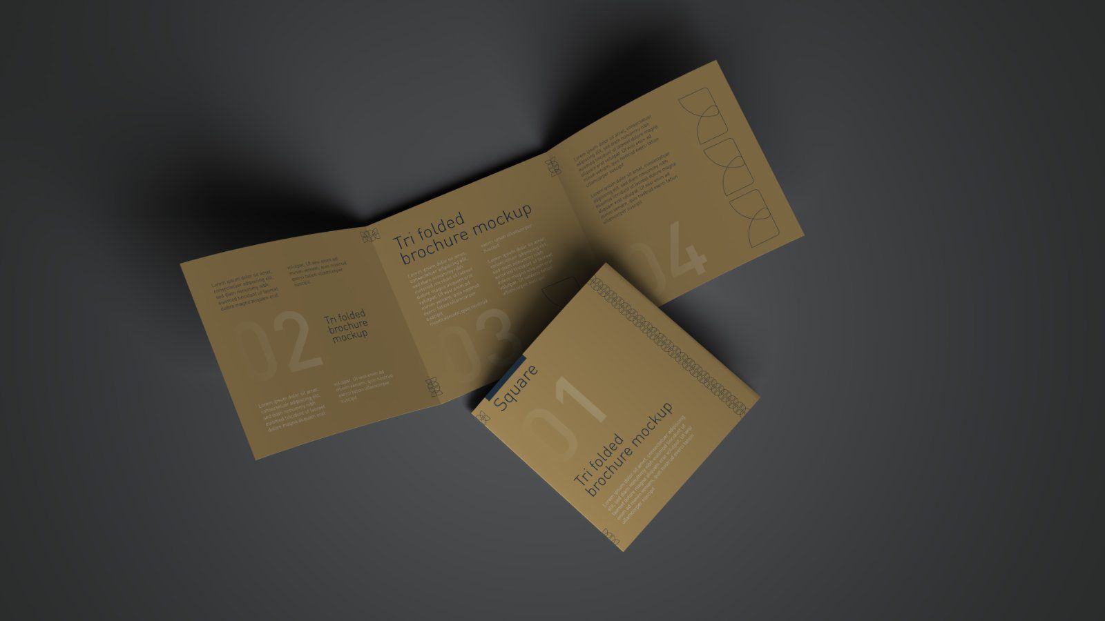 Square Tri Fold Brochure Mockup - 5 PSD Files Bundle