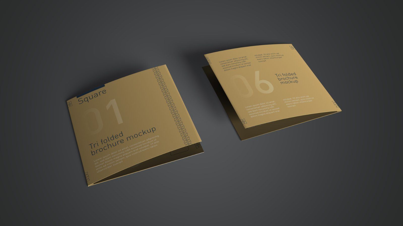Square Tri Fold Brochure Mockup - 5 PSD Files Bundle