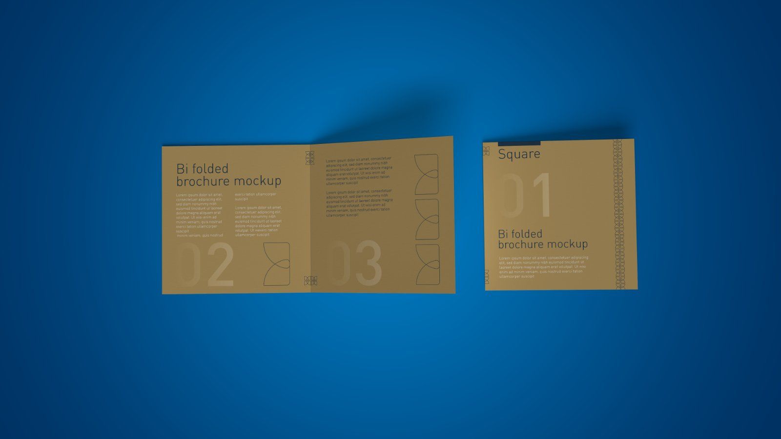 Square Bi-Fold Brochure Mockup – 5 PSD Files, Folded Flyer & Print Branding Mockup